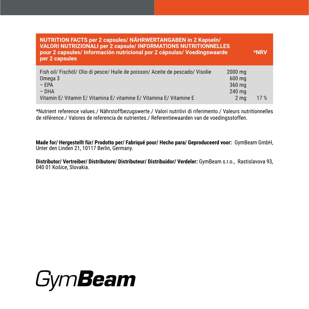 GymBeam Omega 3 Olio Pesce 60 Capsule EPA DHA