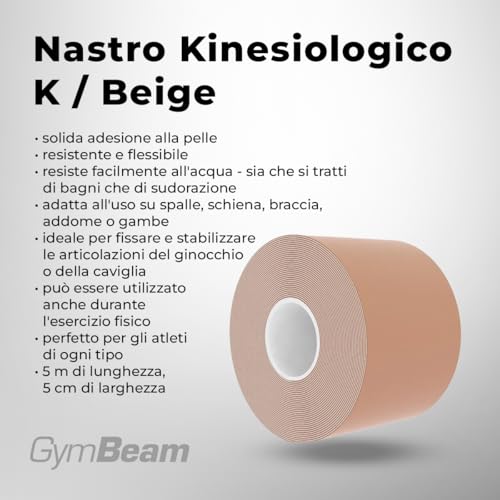 GymBeam K Tape Nastro Kinesiologico Beige 5m Cotone