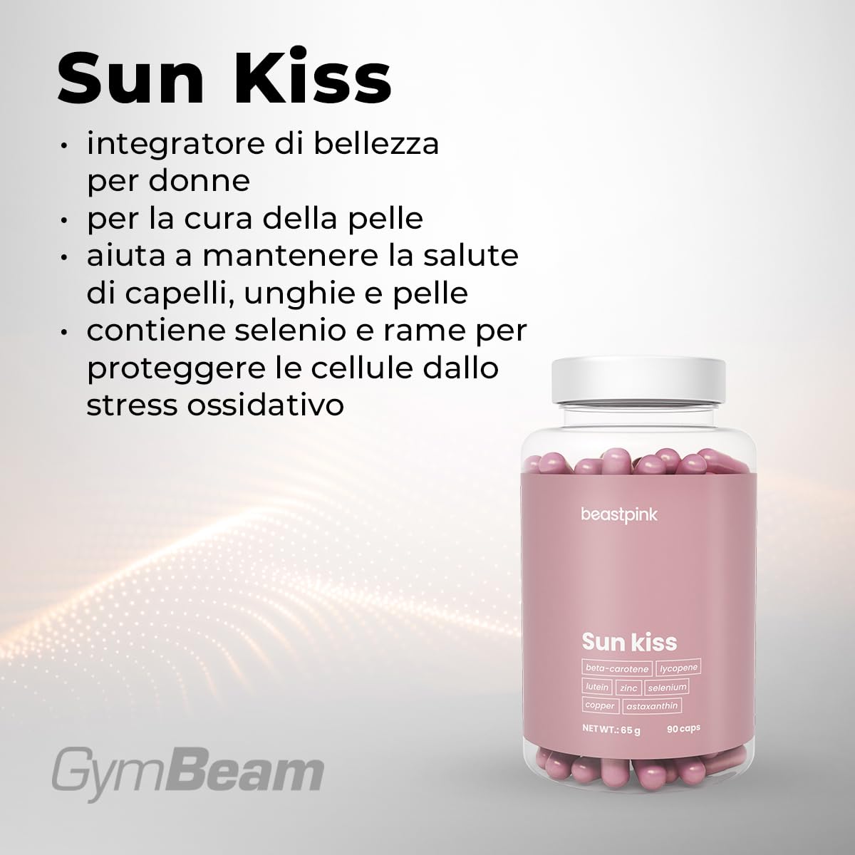 GymBeam Sun Kiss integratore pelle 90 cps zinco