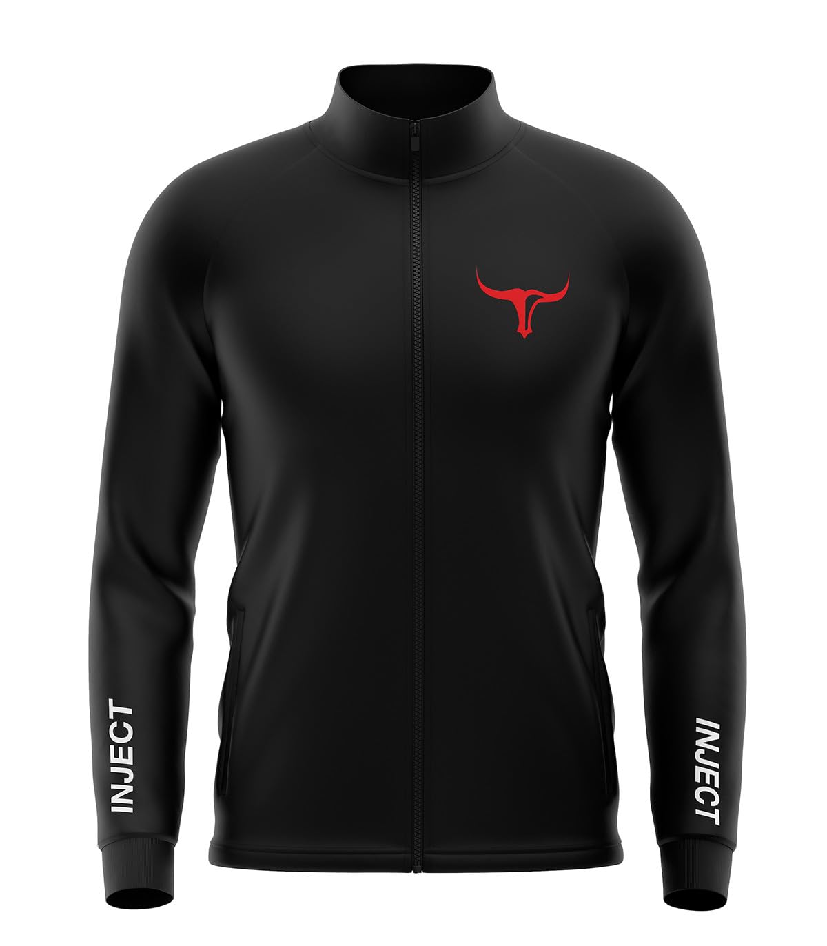 INJECT Raglan Giacca Sportiva Zip Nero Logo Rosso