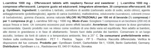 GymBeam Bruciagrassi L-Carnitina 1000 mg effervescente
