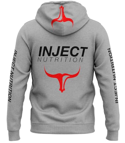 Inject Nutrition Felpe ZIP Felpa con Zip Grigio Melange Cappuccio