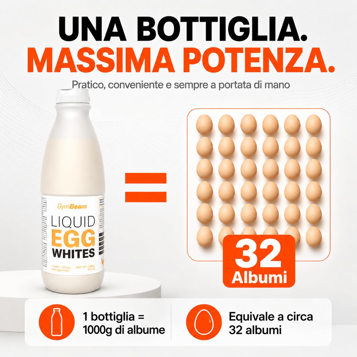 GymBeam Albumi Liquidi 1000g Proteine Uovo Pastorizzati