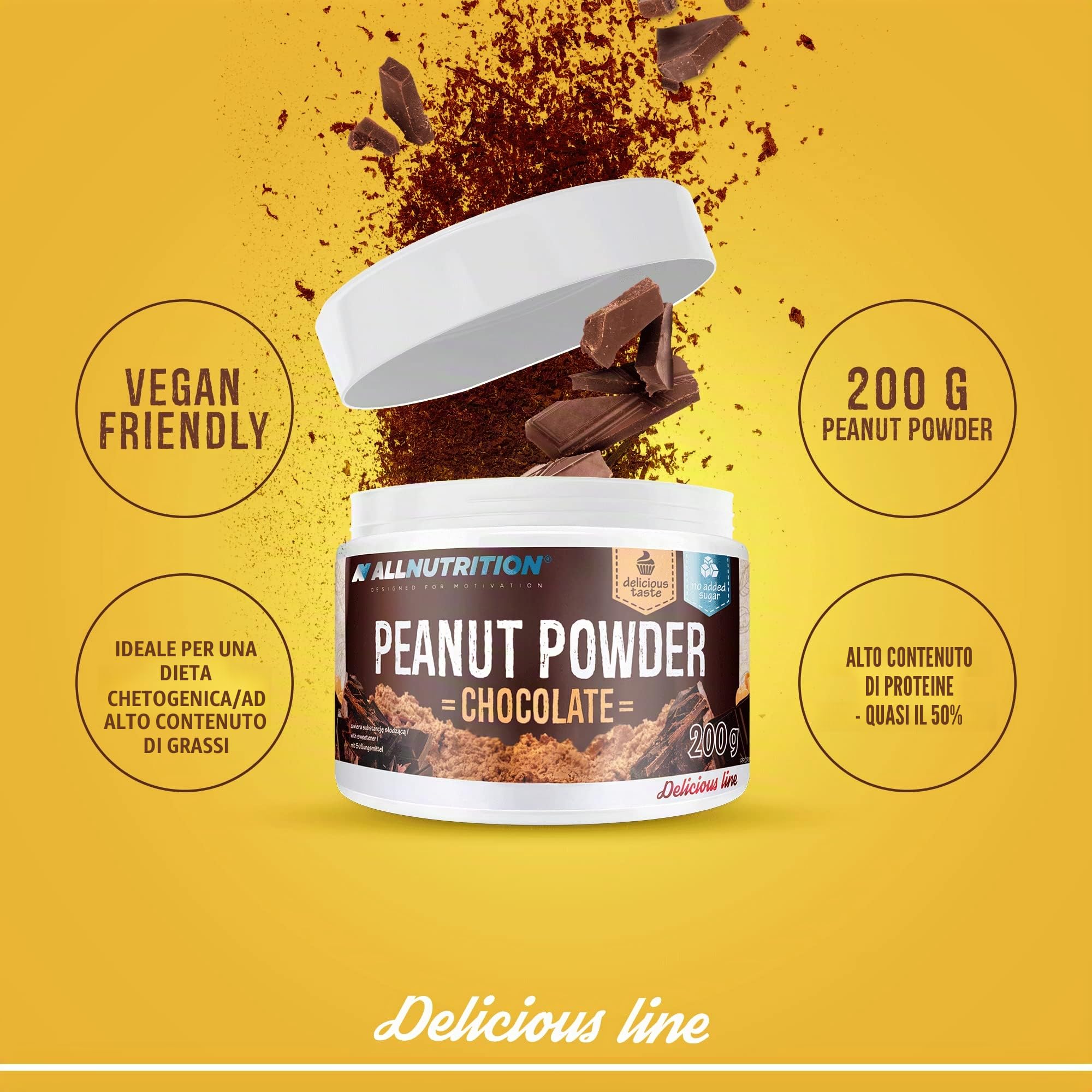 AllNutrition Burro Arachidi in Polvere Cioccolato 200g 50% Proteine