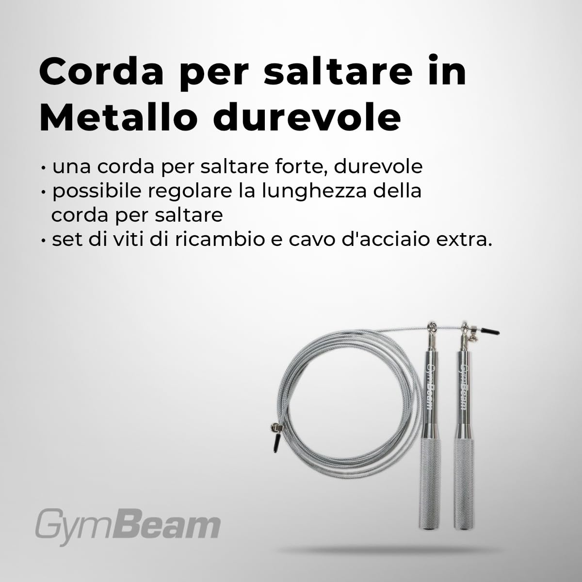 GymBeam Corda Salto Acciaio Regolabile 3m Alluminio