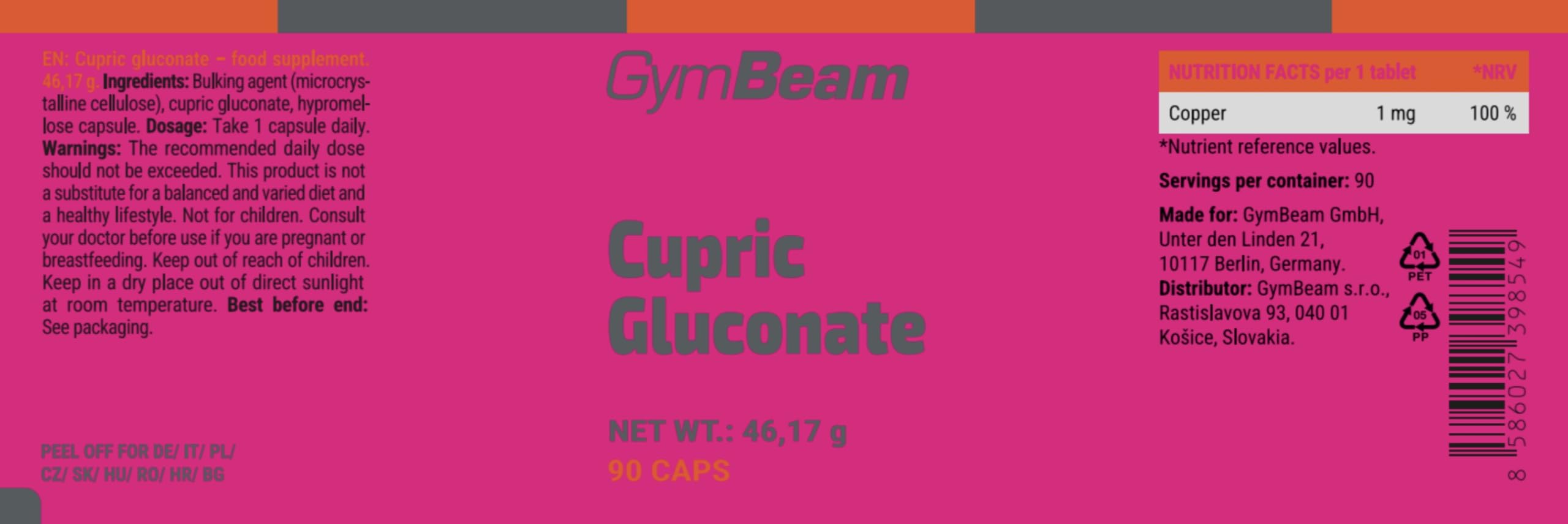 GymBeam Gluconato di Rame Capsule 90 cps Capelli