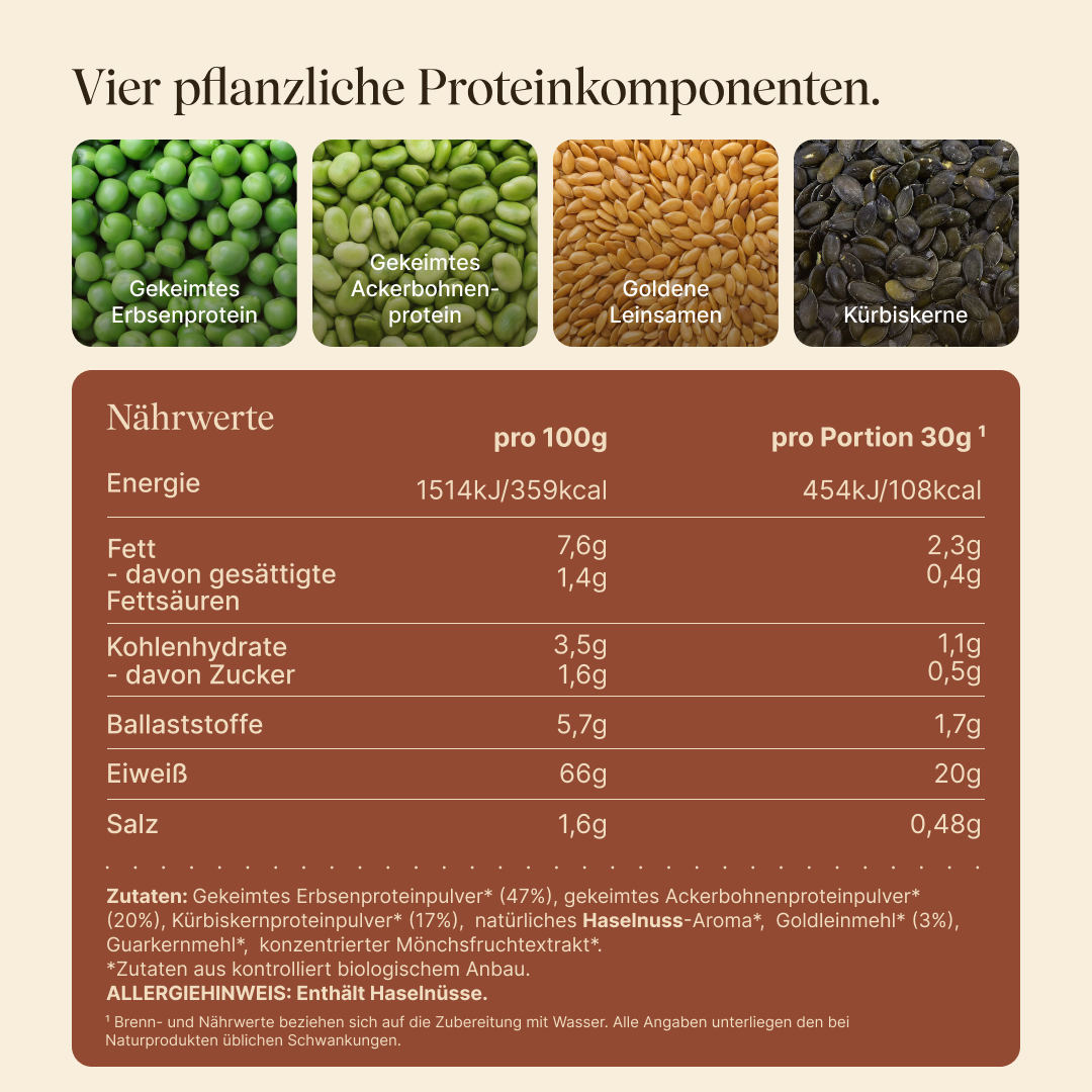 Vetain Vegan Protein proteine vegane nocciola 540g bio