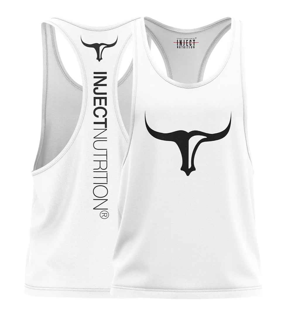 Inject Canotte Tank Top Bianco Torus Nero Unisex Palestra