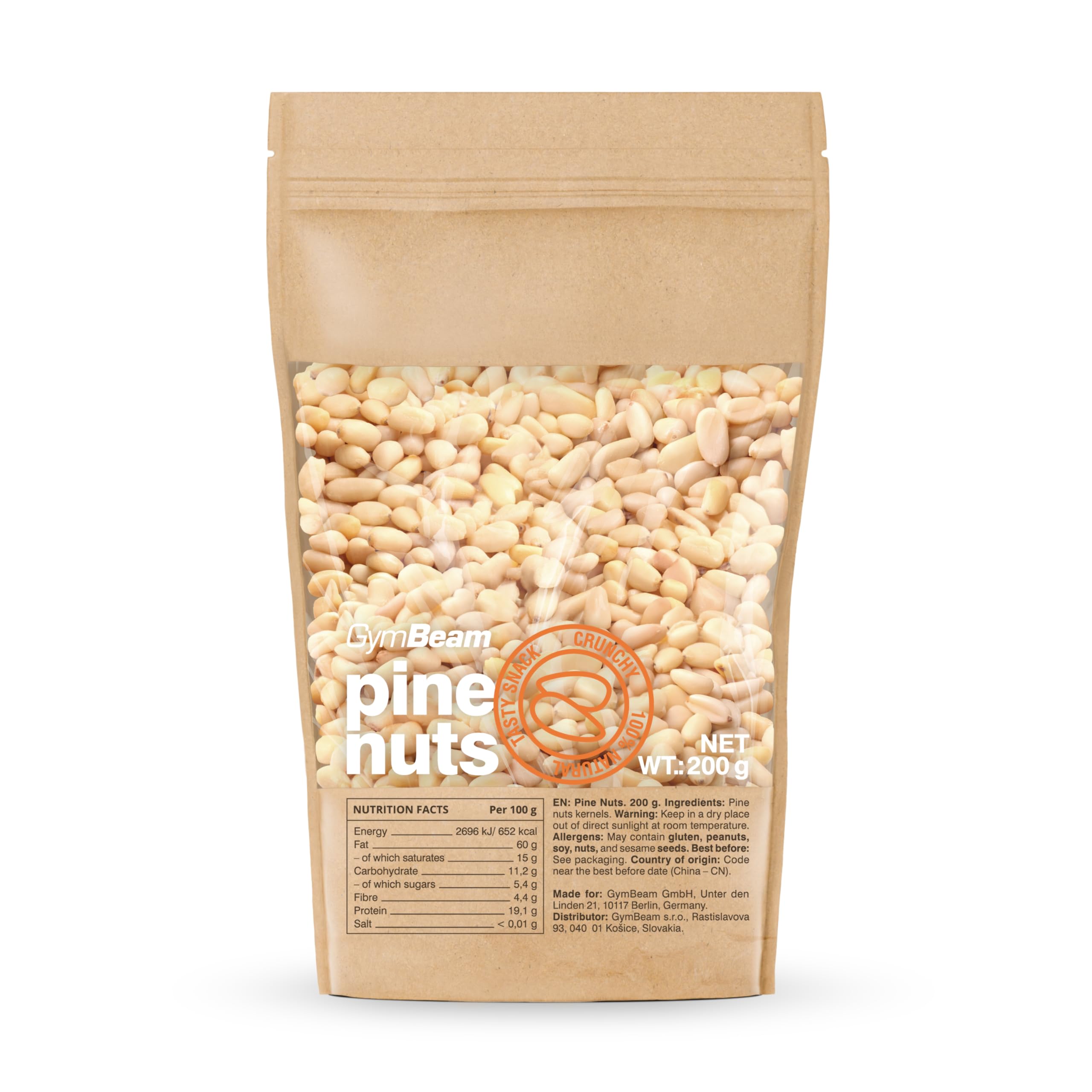 GymBeam Pinoli Snack Croccante Gusto Burroso Fonte Fibre