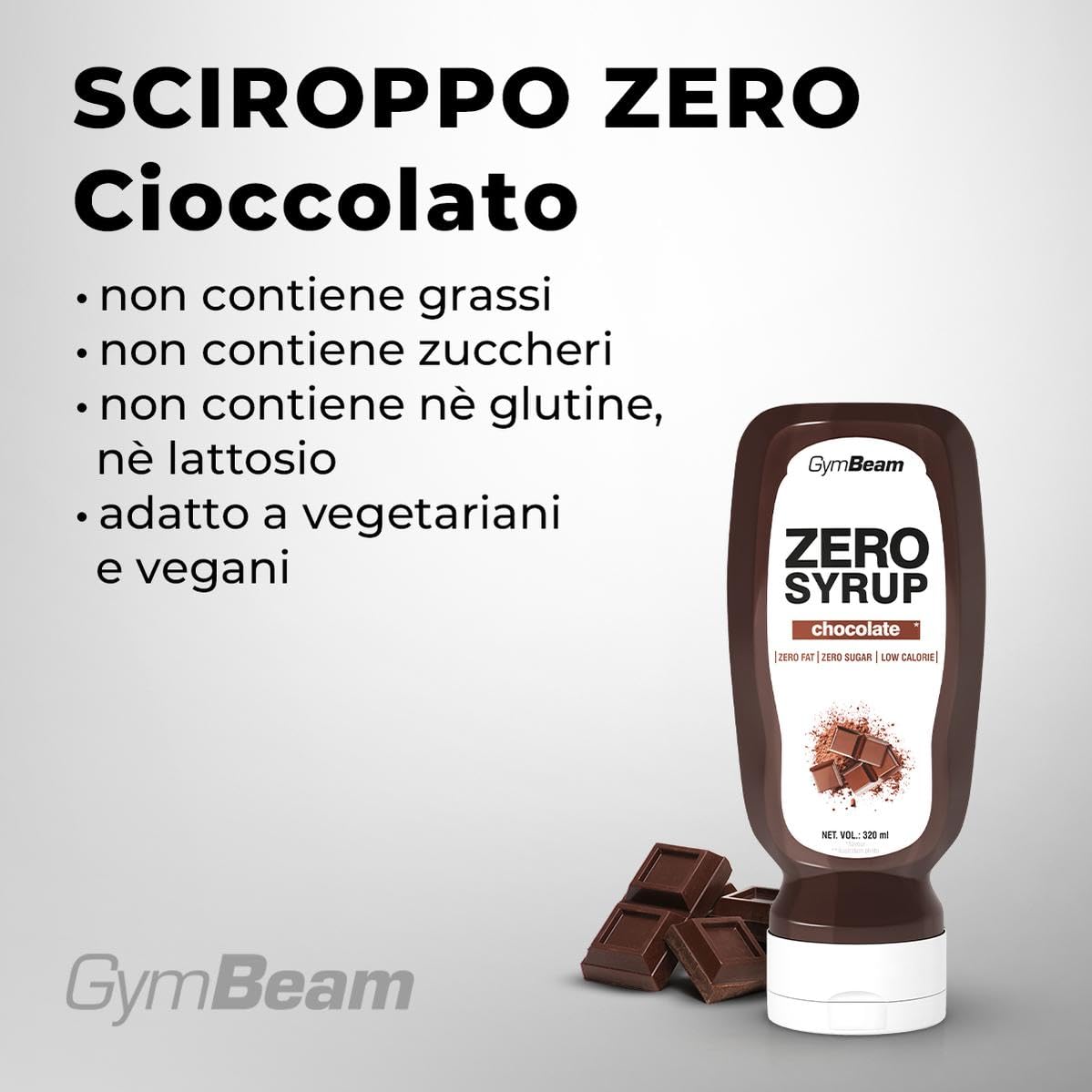 GymBeam Sciroppo ZERO Chocolate 320 ml Dolcificante Zero Calorie