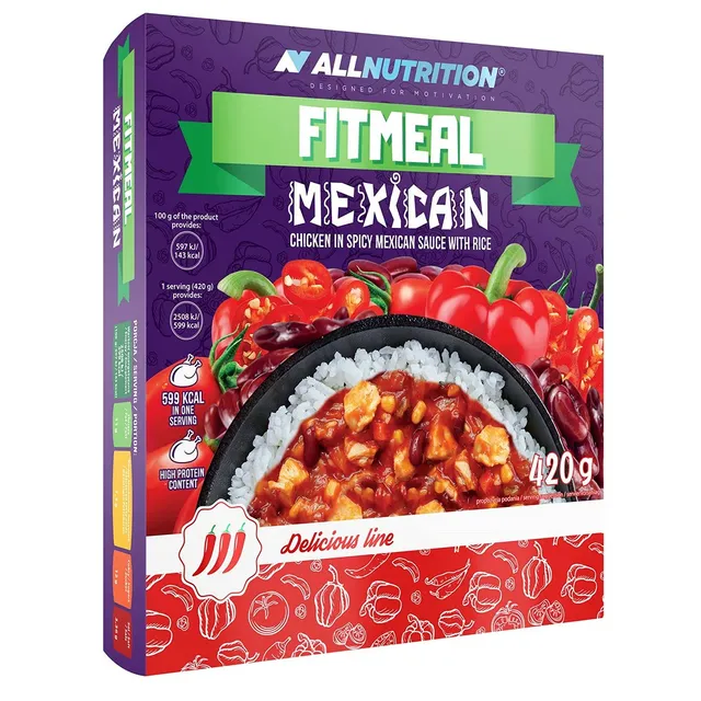 AllNutrition Fitmeal Pollo Riso Pasto Pronto Messicano 420g
