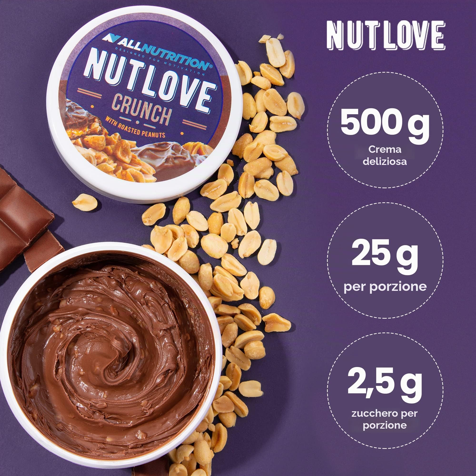 AllNutrition Nutlove Choco Crunch crema spalmabile 500g arachidi