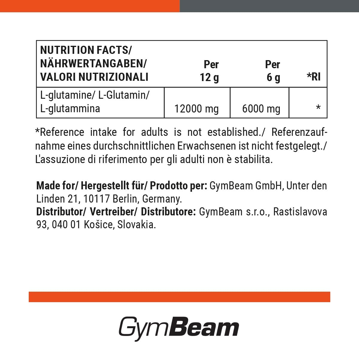 GymBeam L-Glutammina Polvere Non Aromatizzato 250 g Pura