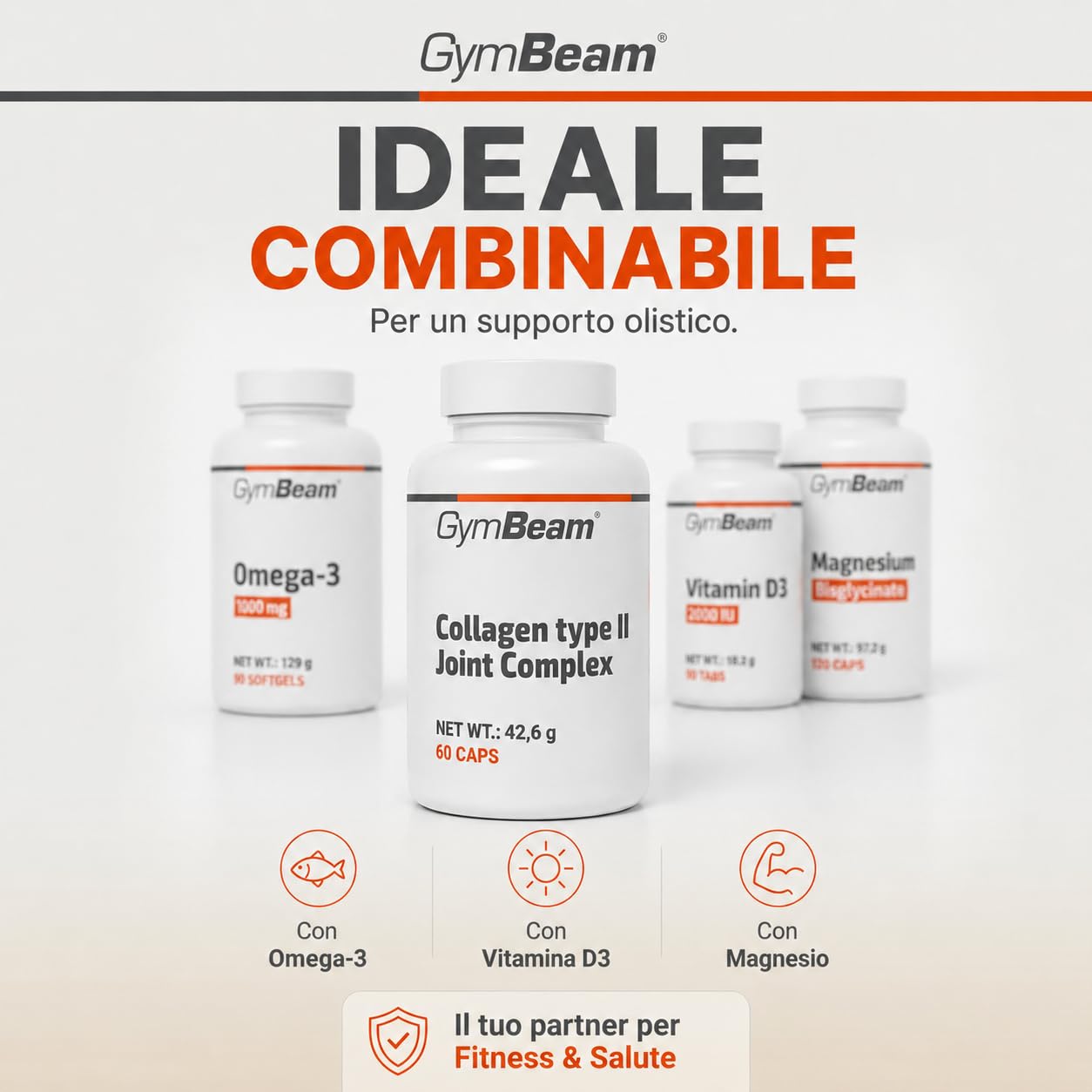 GymBeam Articolazioni Collagene Acido Ialuronico 60 cps Tipo II