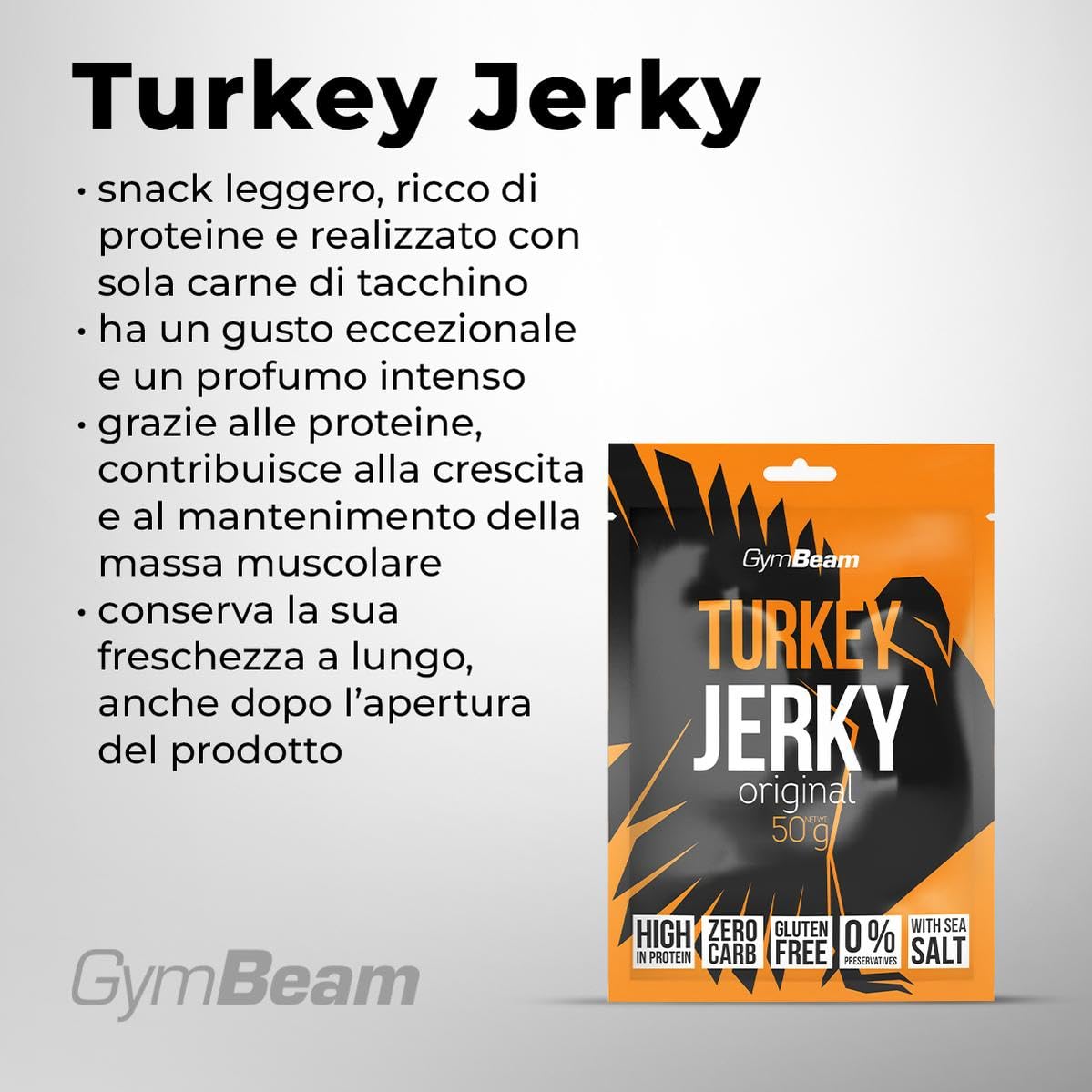 GymBeam Turkey Jerky carne secca tacchino 50 g proteine