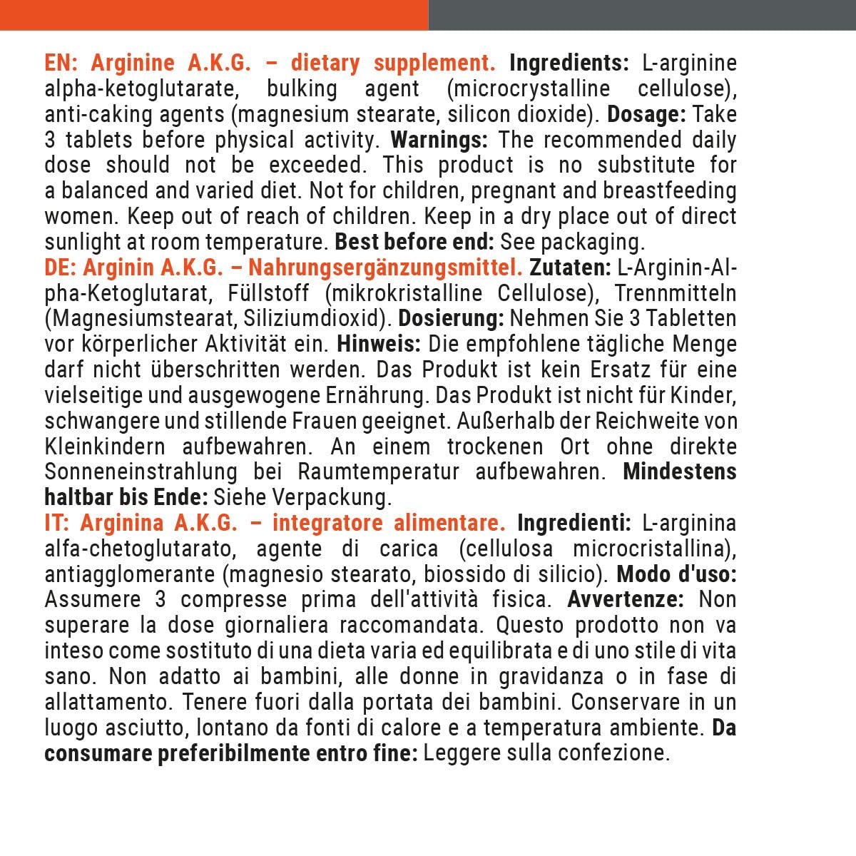 GymBeam Arginina AKG 3000 mg tabs 120 pz muscoli