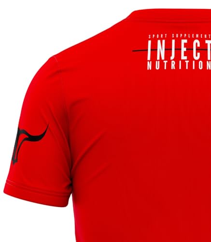 Inject Nutrition T-Shirt Sportiva Maglietta Rossa Cotone 100% 155g