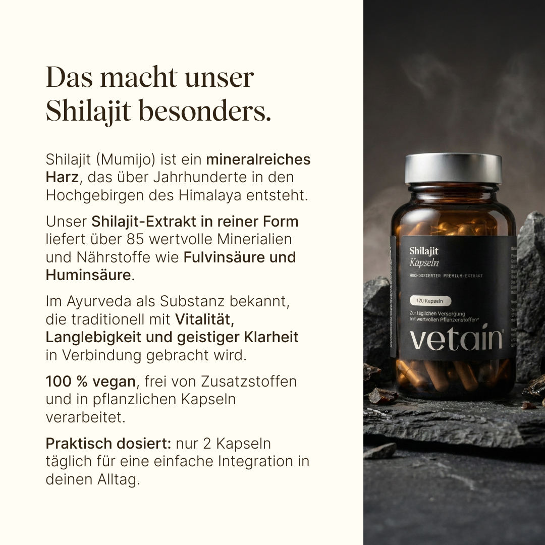 Vetain Shilajit 120 capsule integratore vegano 50% fulvico