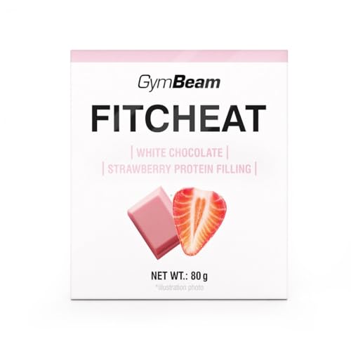 GymBeam Fitcheat Cioccolato Proteico Bianco Fragola 80g