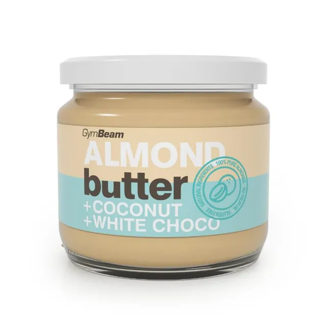 GymBeam Burro Mandorle 340g Crema Cocco Cioccolato Bianco Fibre