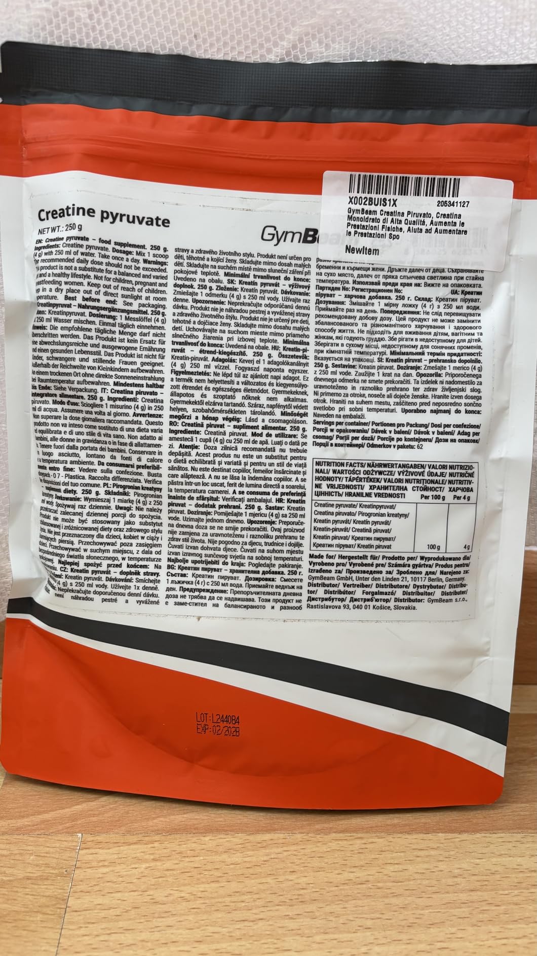 GymBeam Creatina Piruvato Monoidrato Polvere Forza
