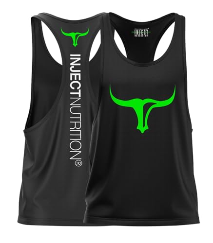 INJECT NUTRITION Black Tank Top Green Torus canotta nera unisex