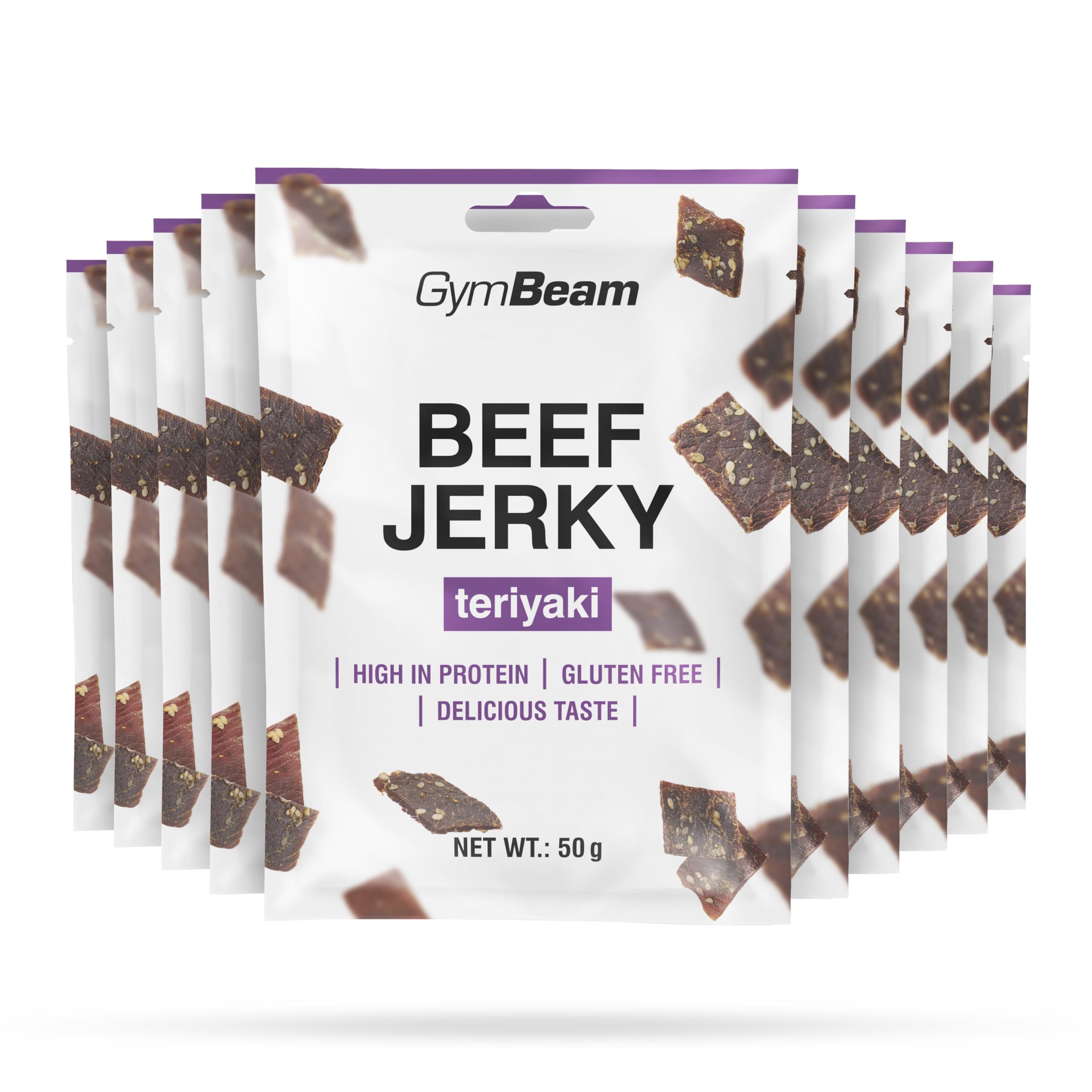 GymBeam Beef Jerky carne secca barbecue 50 g 64% proteine