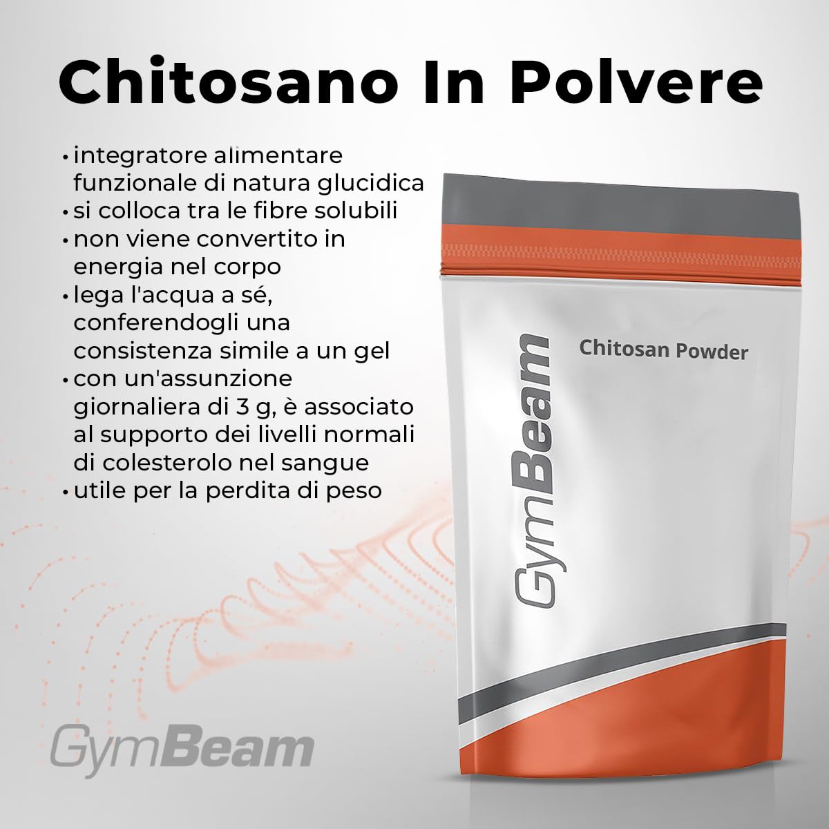 GymBeam Chitosano Polvere 500 g Fibra per Colesterolo
