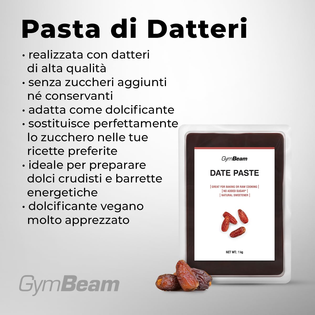 GymBeam Pasta di Datteri Dolcificante Naturale 1000 g