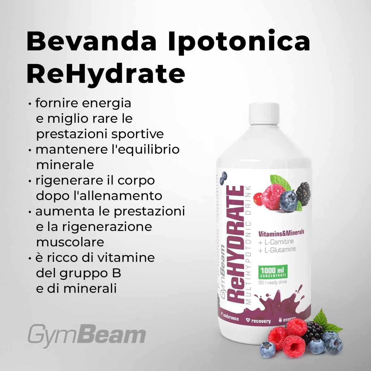 GymBeam ReHydrate Bevanda Ipotonica 1000ml Forestfruit Vitamine