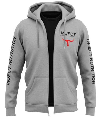 Inject Nutrition Felpe ZIP Felpa con Zip Grigio Melange Cappuccio