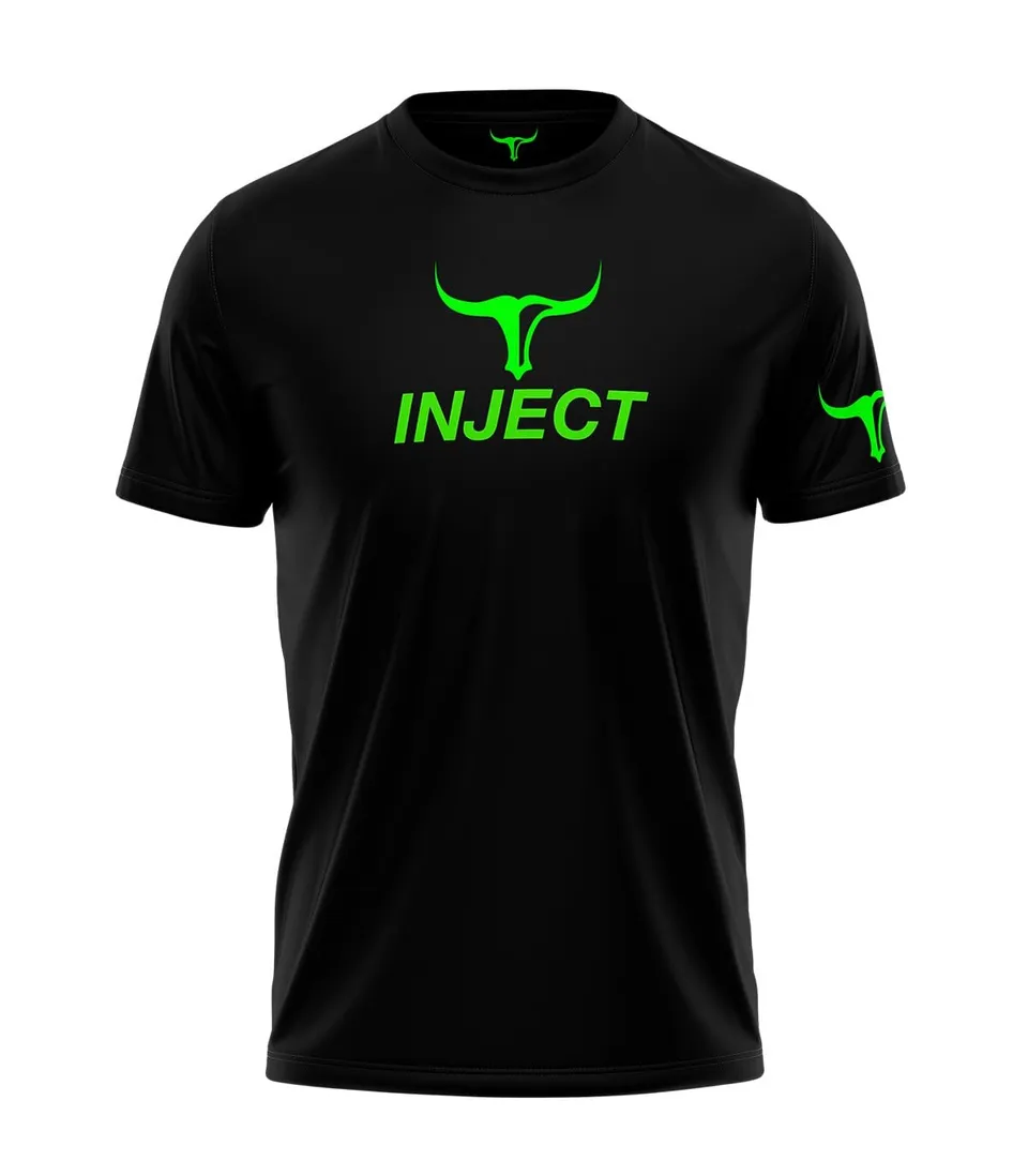 Inject Nutrition T-Shirt maglietta 100% cotone nero stampa Torus 155 g/m²