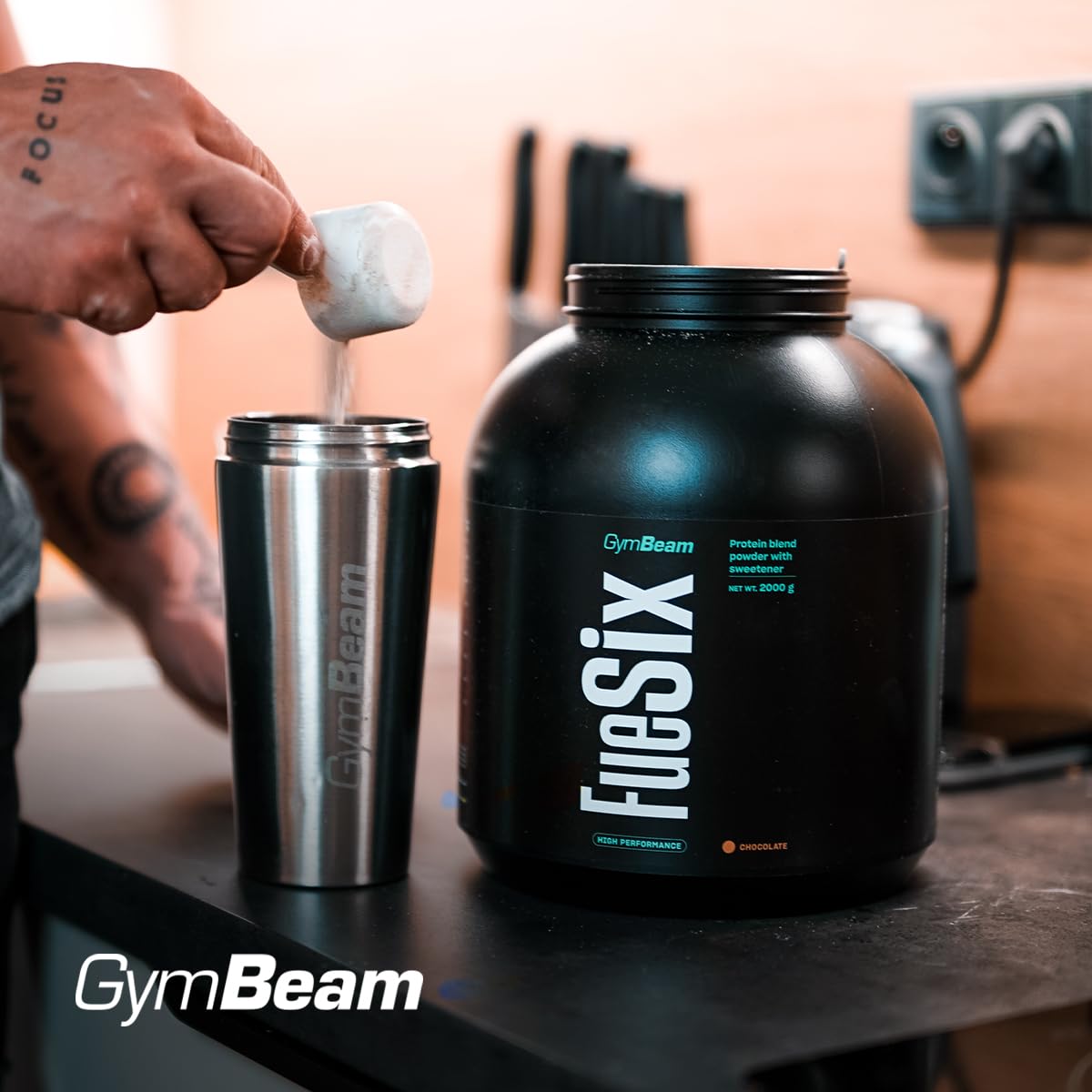 GymBeam FueSix proteine cioccolato 1000 g 6 fonti