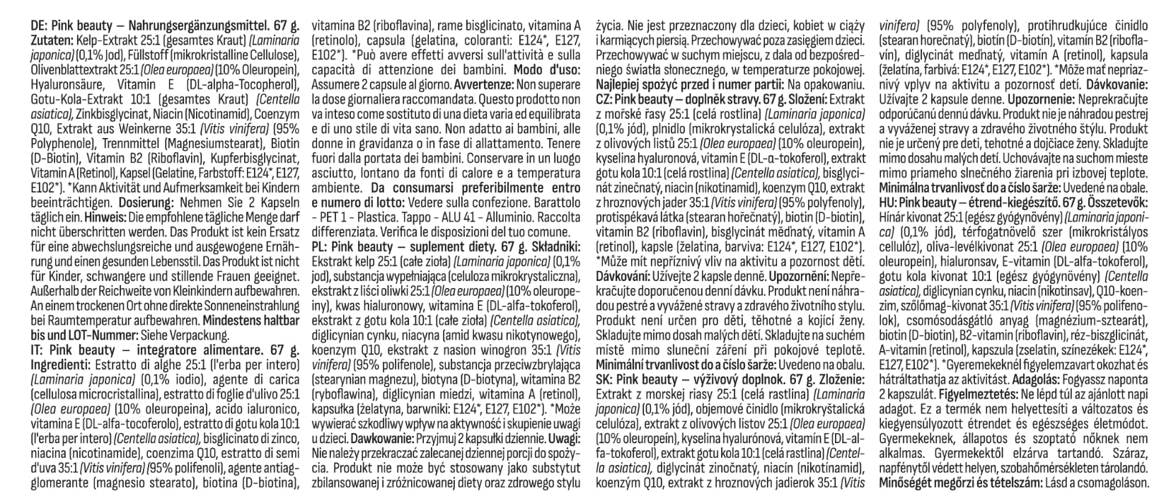 GymBeam Pink Beauty Integratore Bellezza 90 capsule acido ialuronico