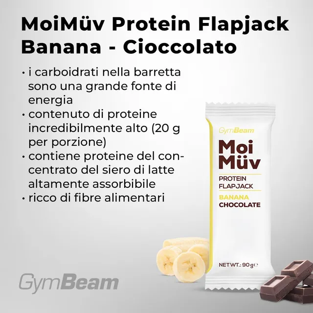 GymBeam MoiMüv Flapjack Barretta Proteica Banana Chocolate 12x90g 20g