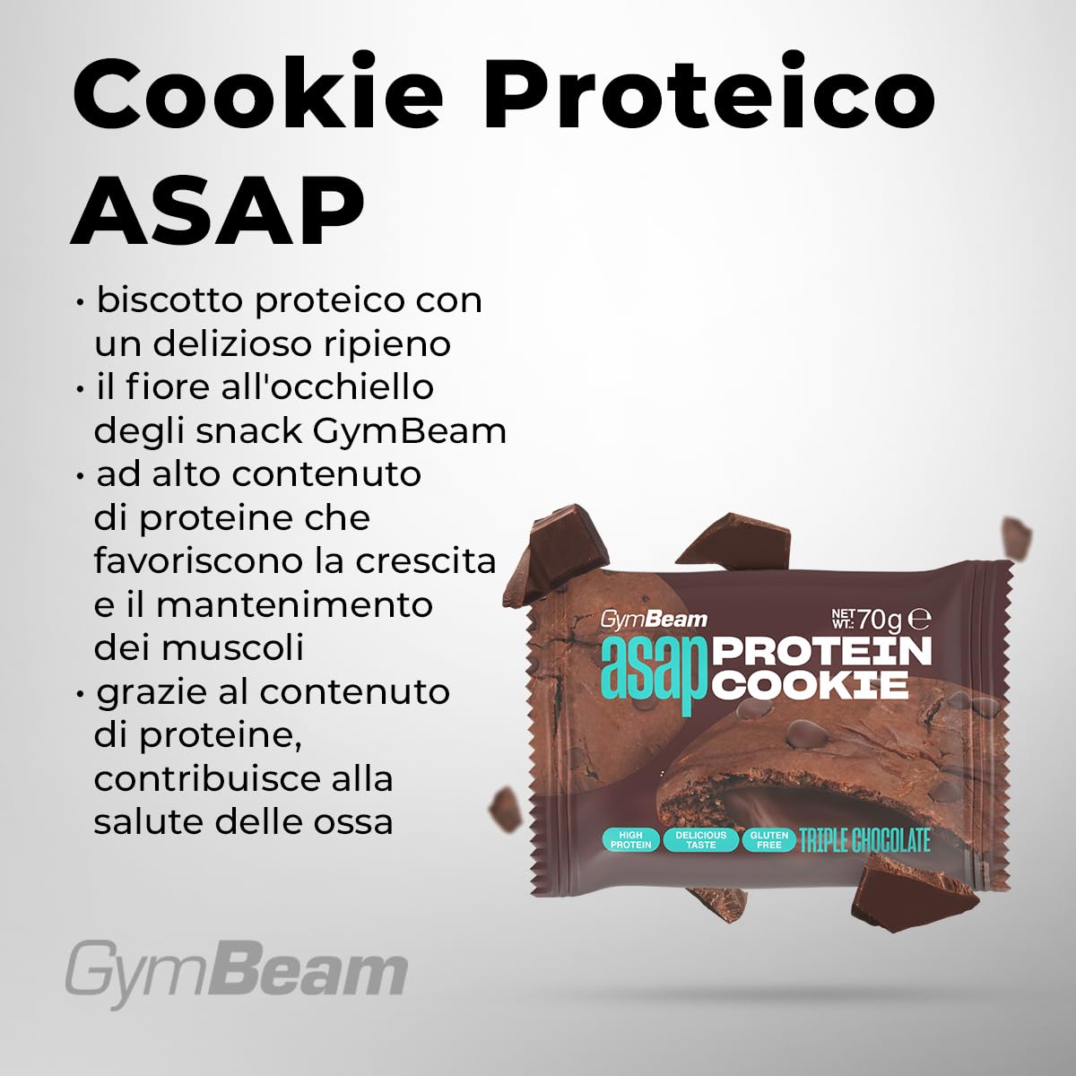 GymBeam ASAP Cookie Proteico Triple Chocolate 10x70g