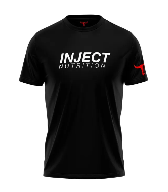 Inject Nutrition T-Shirt maglietta 100% cotone nero dettagli verde 155 g/m²