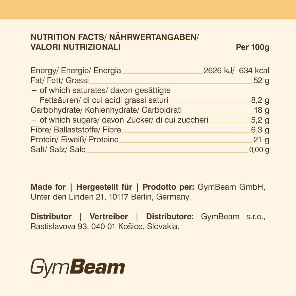 GymBeam Burro di Anacardi Crema Spalmabile Naturale 340g