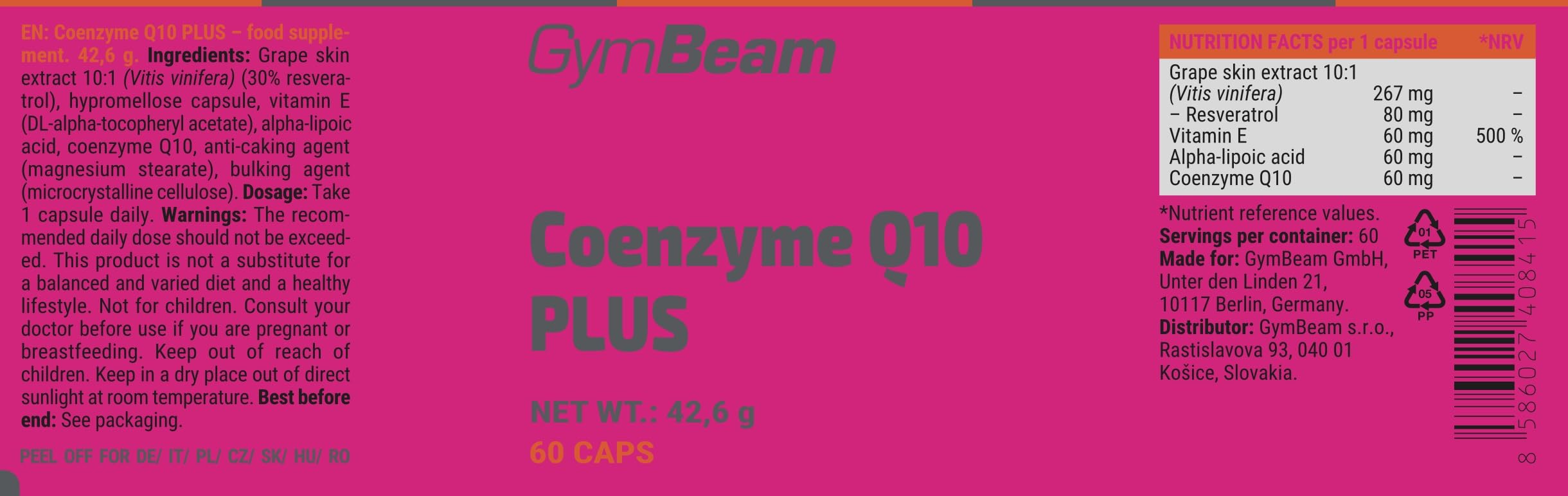 GymBeam Longevita Coenzima Q10 PLUS capsule antiossidante