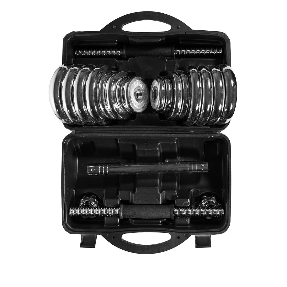 GymBeam Set Manubri 30 kg Ghisa Regolabili 16 Piastre Bilanciere
