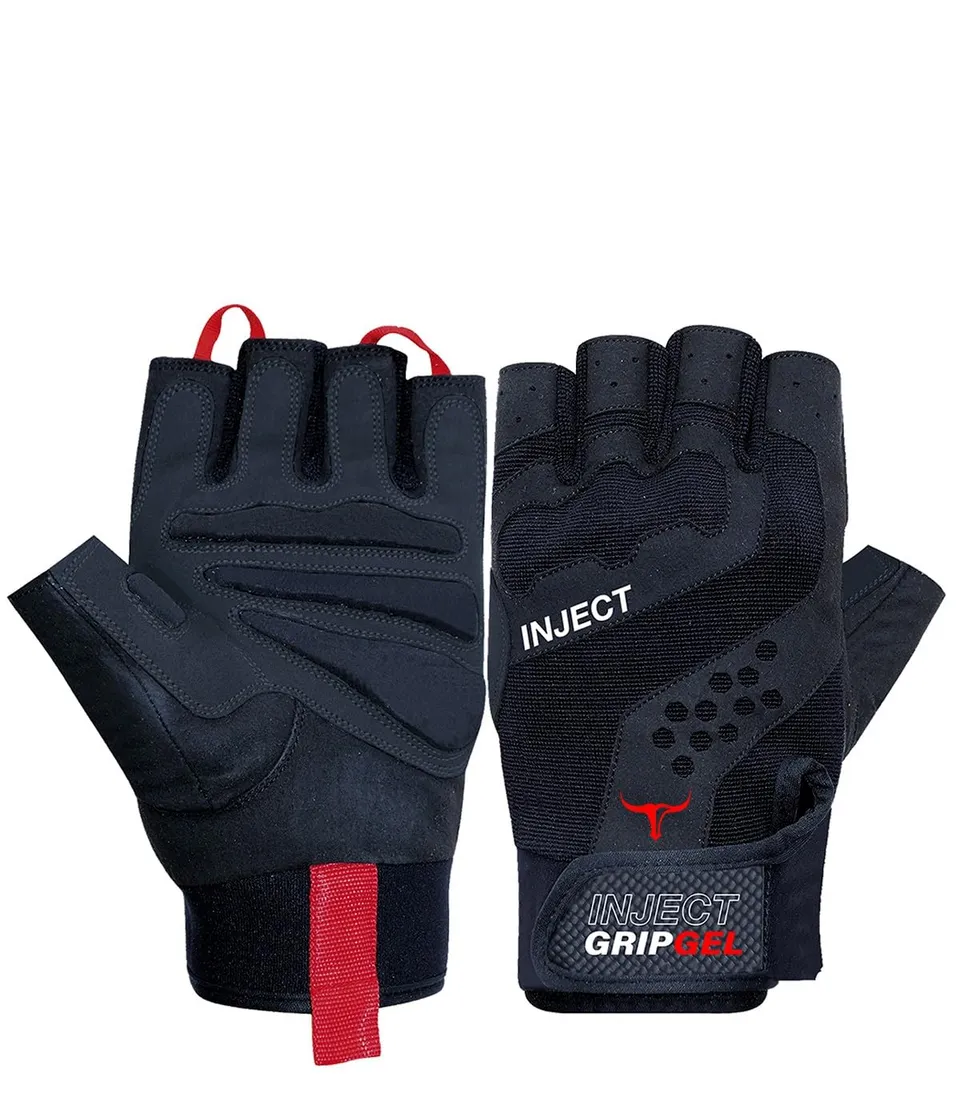 Inject Training Grip Gel guanti allenamento neri gel rosso