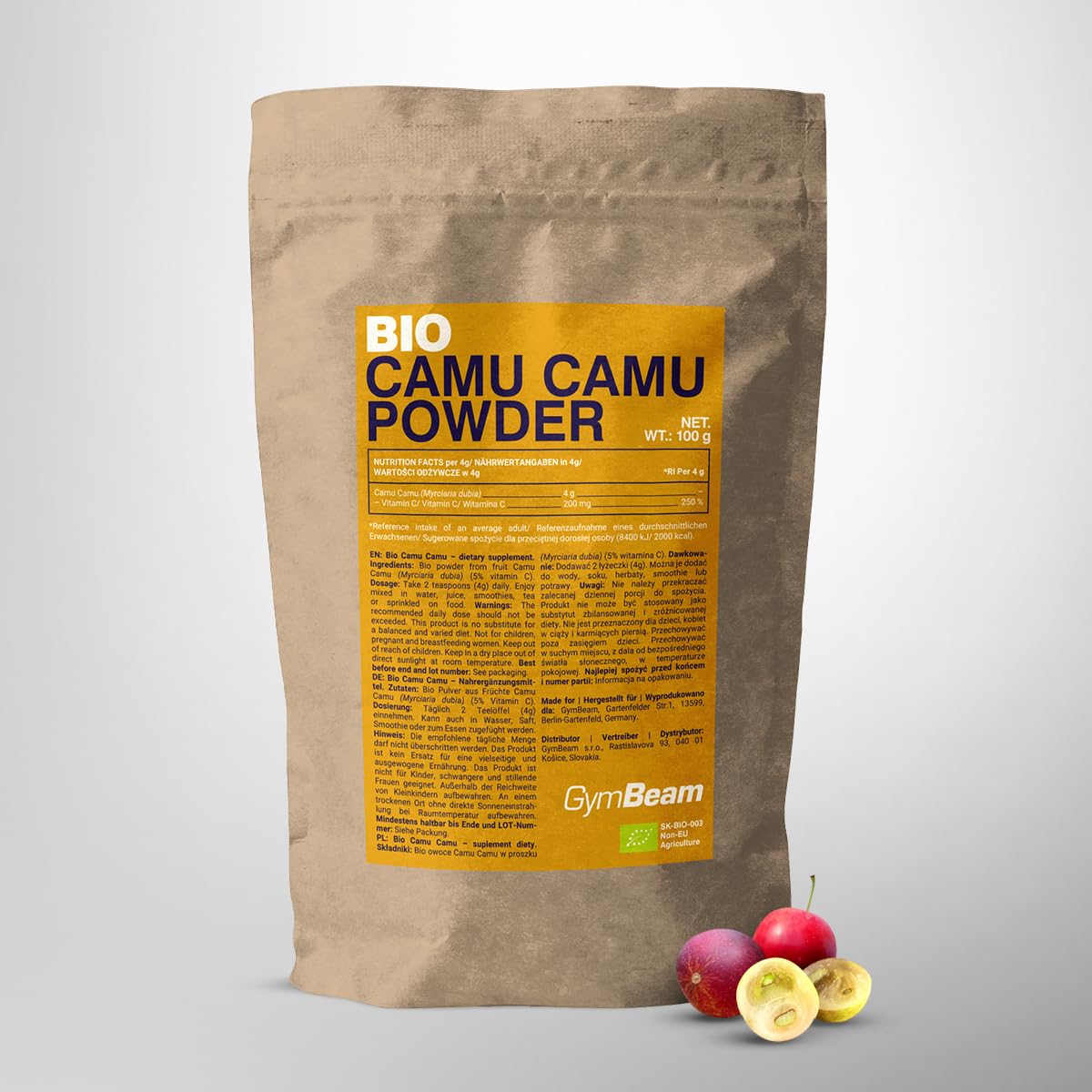 GymBeam Camu Camu BIO Polvere 100 g Vitamina C Antiossidante