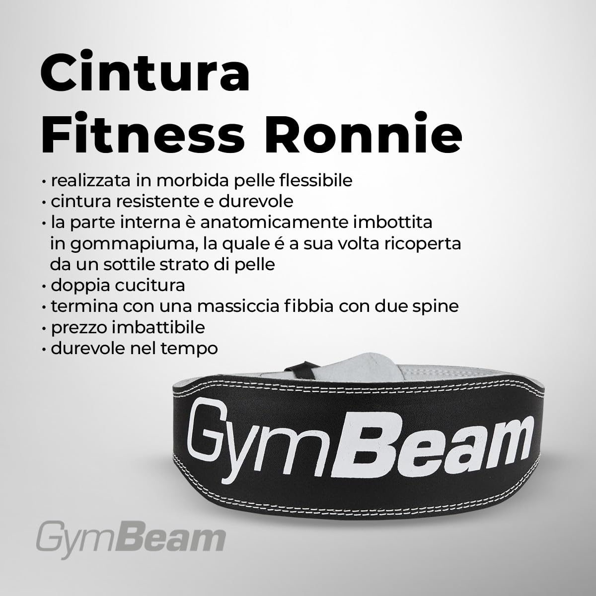 GymBeam Accessori Ronnie Cintura Palestra Pelle Fibbia 2 Punte