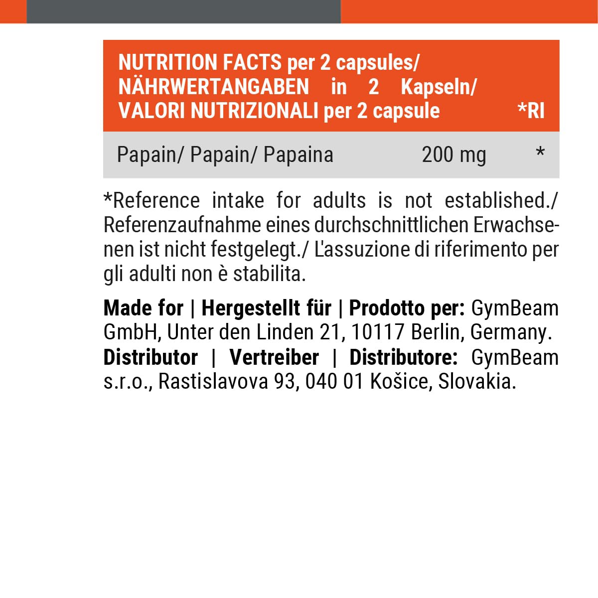 GymBeam Papaina 90 capsule vegane 200mg digestione
