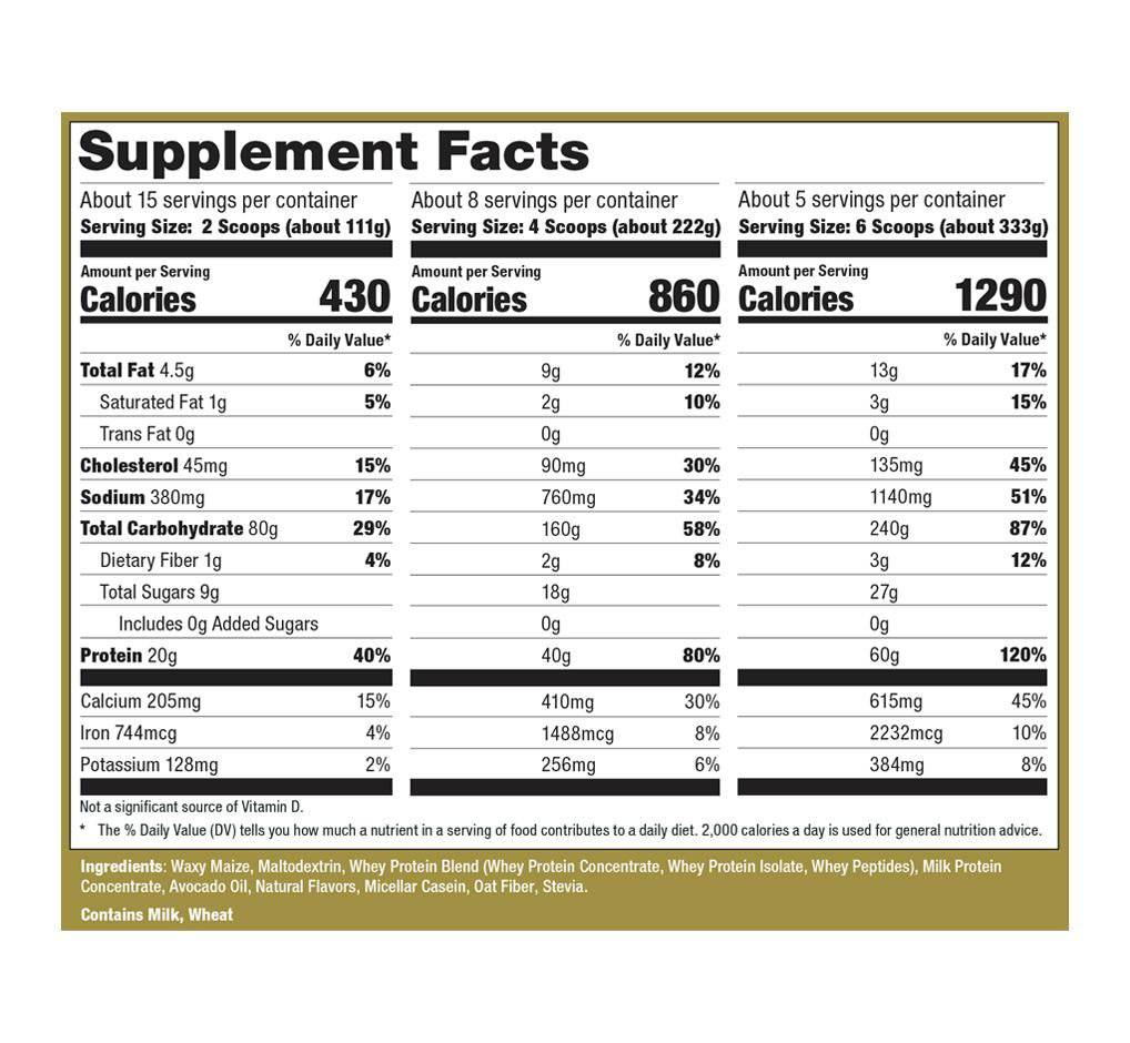 Ultimate Nutrition Natural Gainz weight gainer Chocolate Creme
