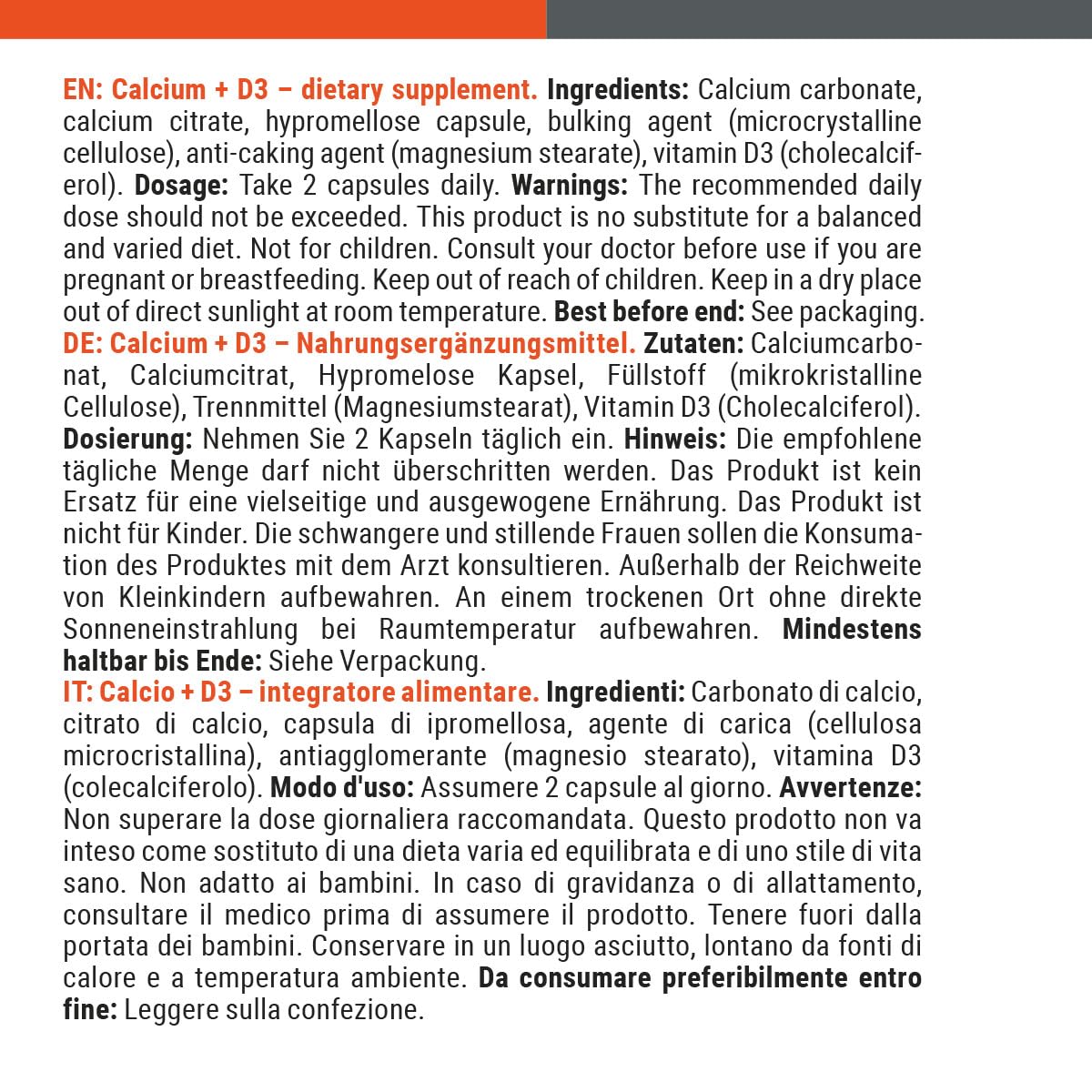 GymBeam Calcio + Vitamina D3 Capsule 320 mg Ossa