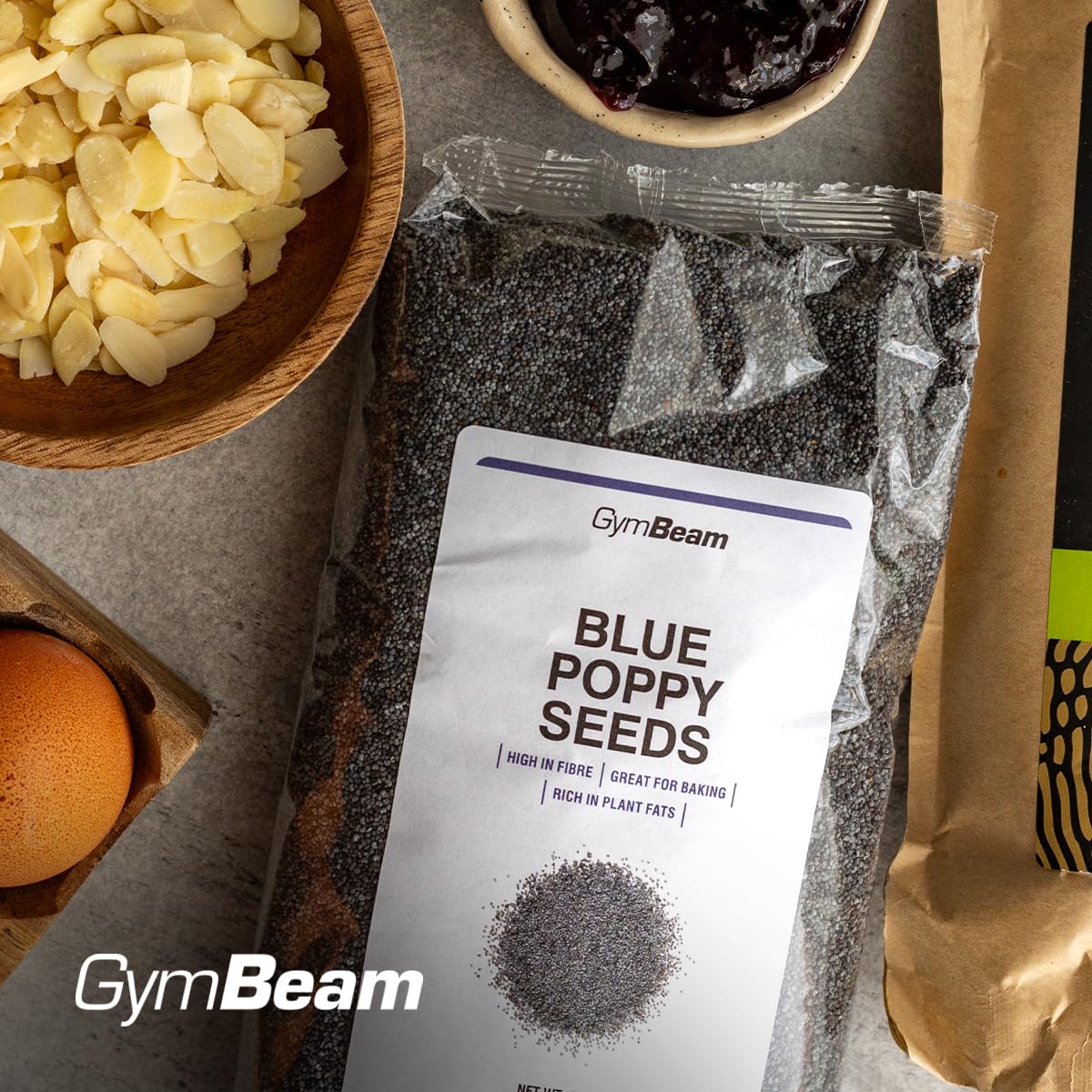 GymBeam Semi di Papavero Blu 500g Superfood Vegano Fibre