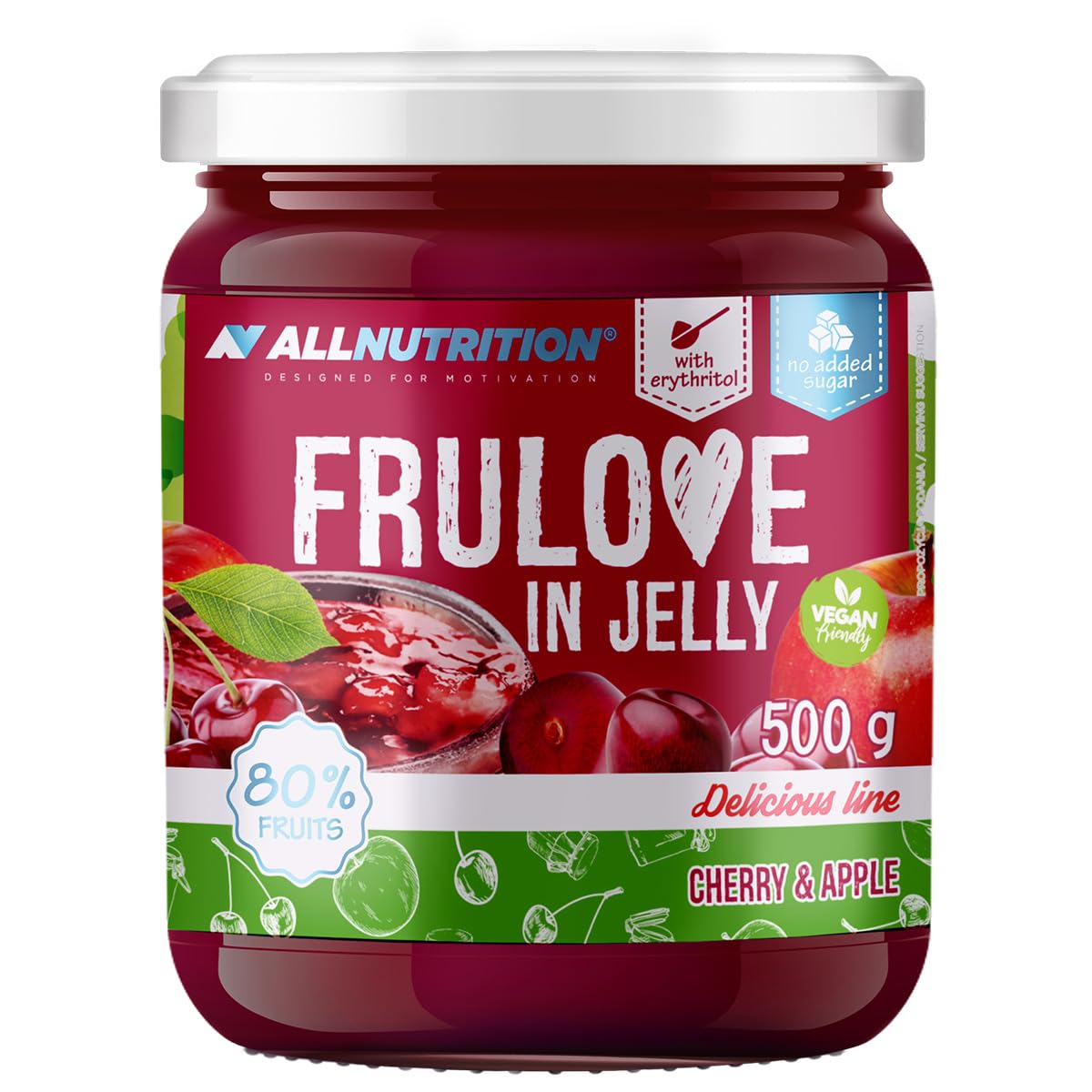 AllNutrition FRULOVE Marmellata Ciliegie Mele 500 g Senza Zucchero