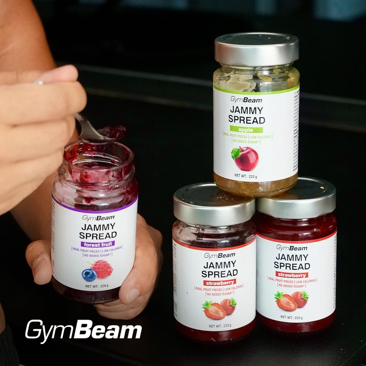 GymBeam Jammy Spread marmellata senza zucchero 220 g mela