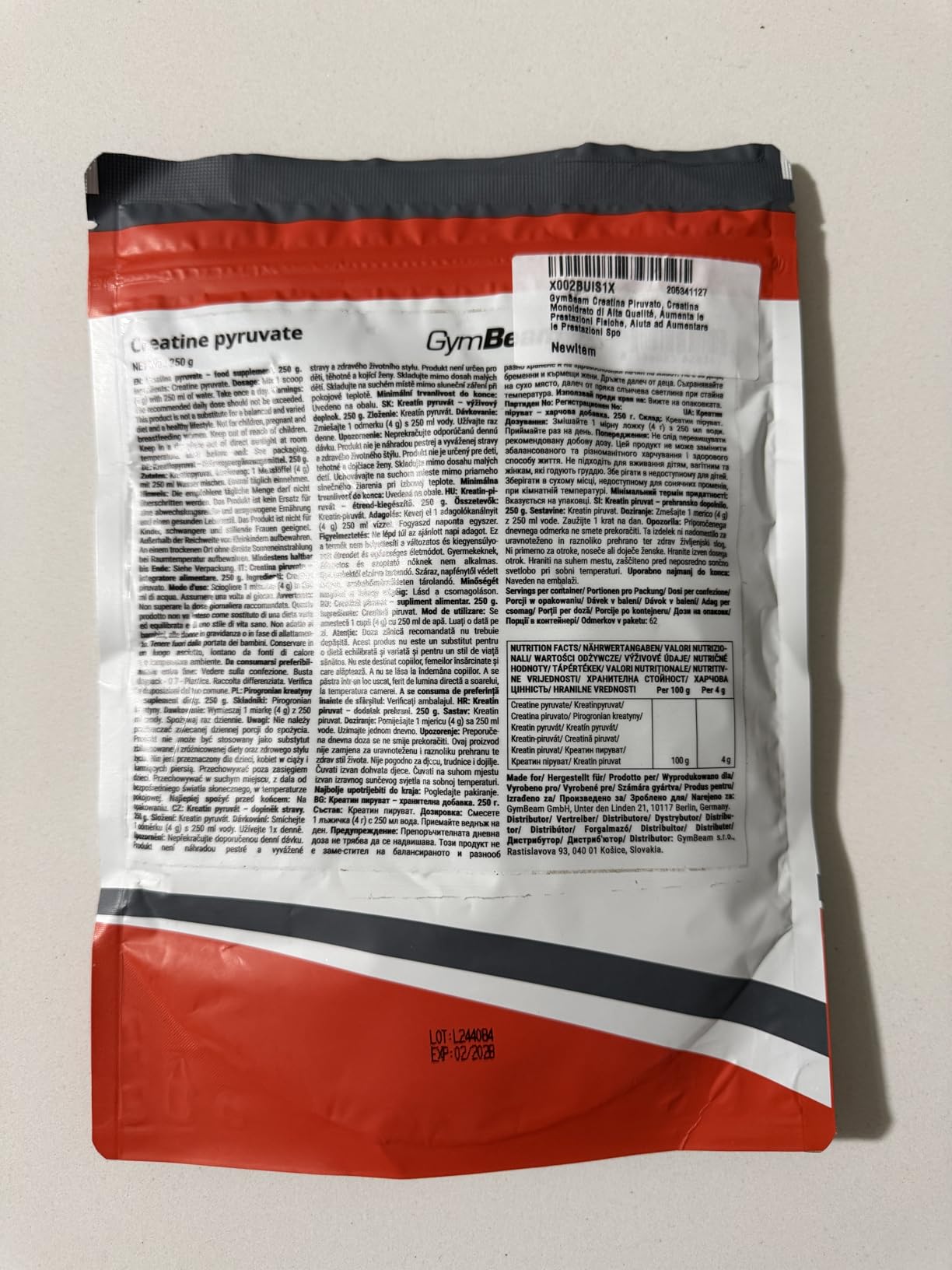 GymBeam Creatina Piruvato Monoidrato Polvere Forza